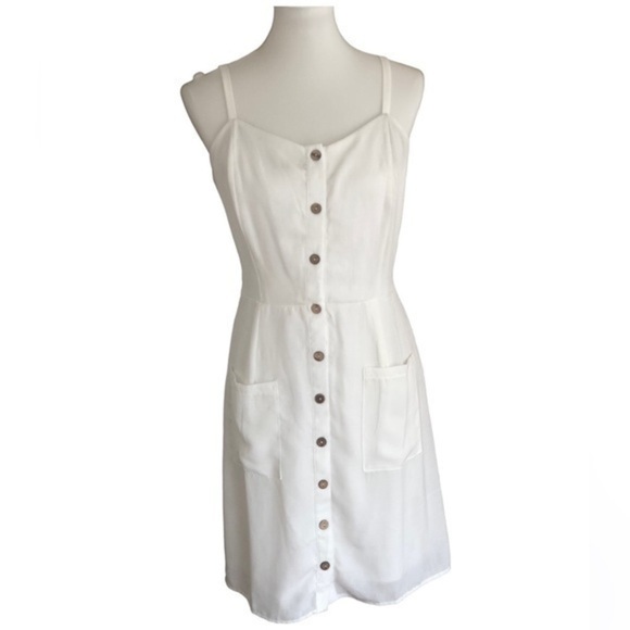Naïf  Anthropologie white button front midi dress - Picture 2 of 12